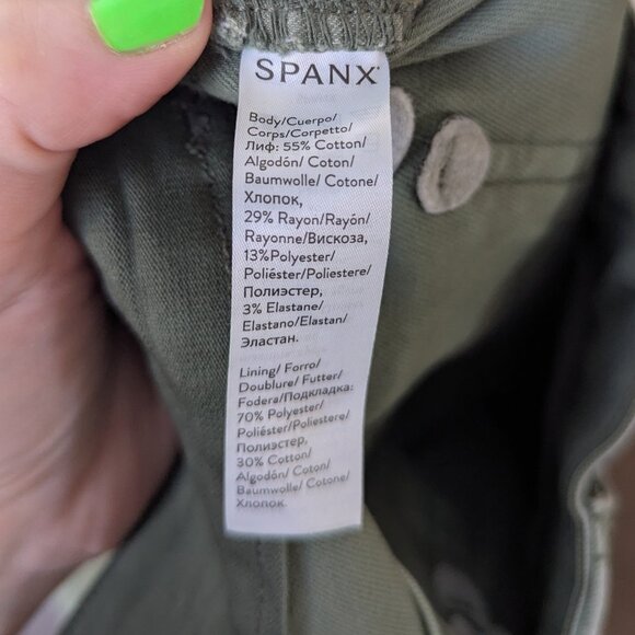 Spanx Army Green Cargo Pants Size Large Tall LT - Picture 8 of 11